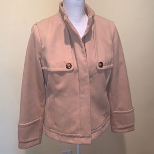 Chico’s Camel Coat Front Zipper Front Pockets Lined Tan High Collar Structured